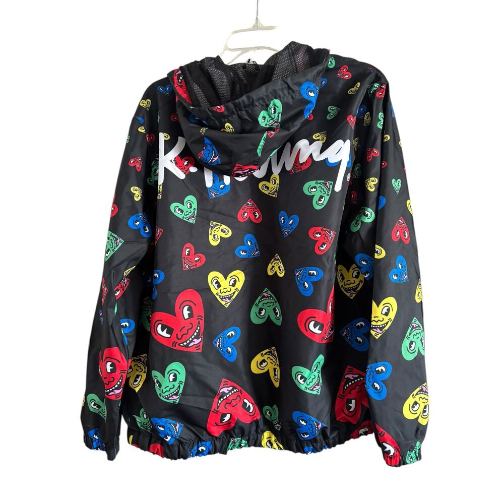 Keith Haring Members Only Jacket Windbreaker Large L Pop Art Hearts Apparel NWT - Picture 2 of 5